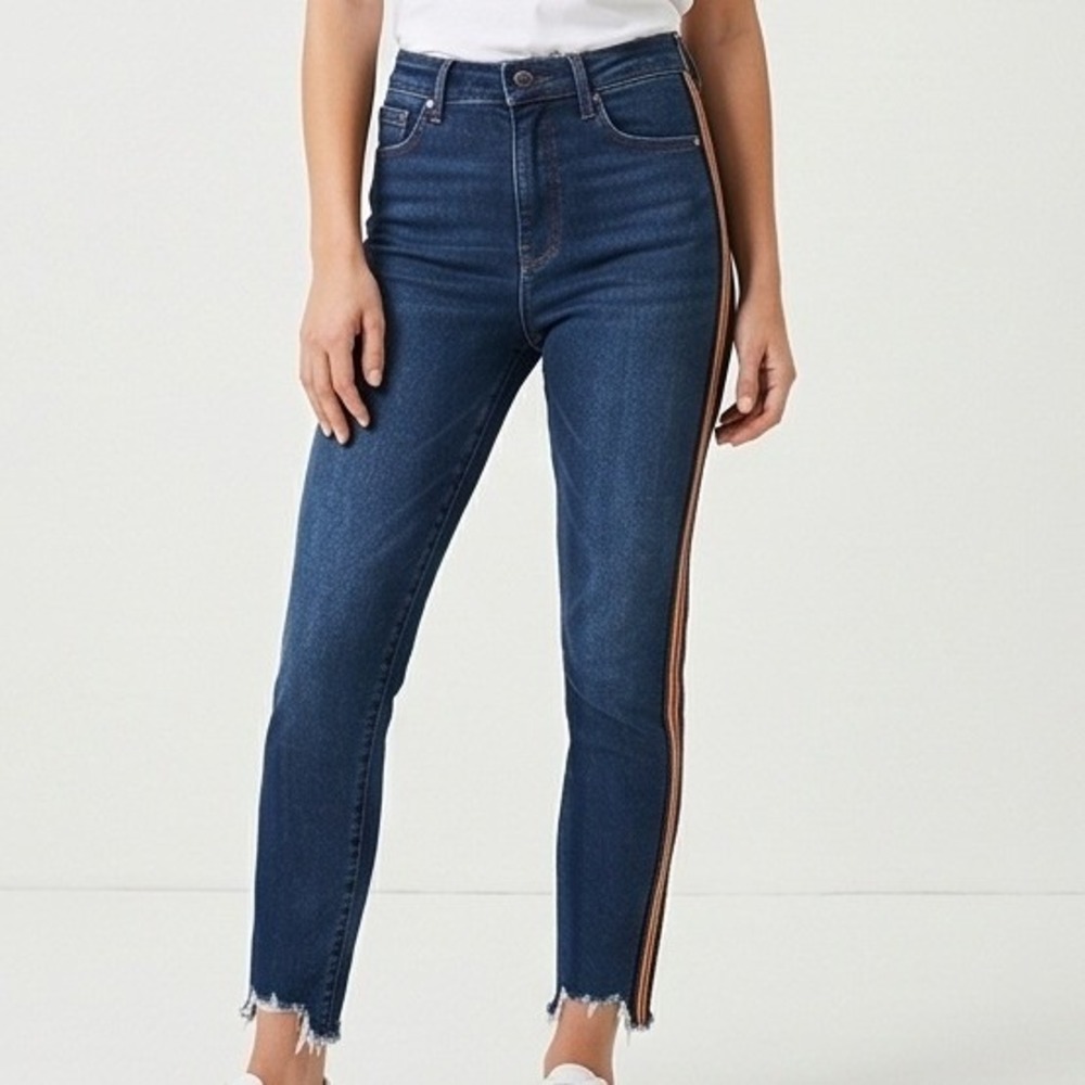 Abercrombie & Fitch 4 Simone High Rise Ankle Jeans Dark Wash Side Stripe